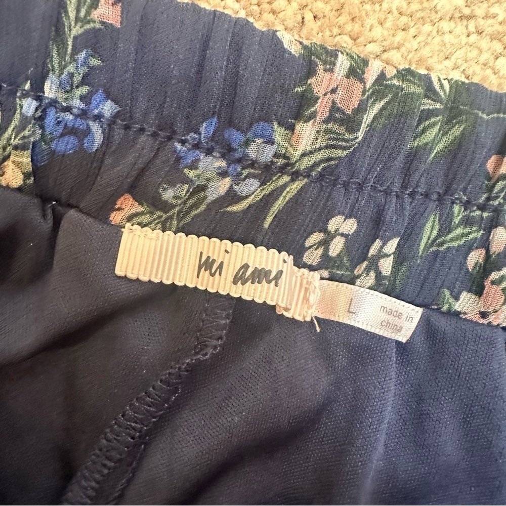 Mi Ami Feminine Ruffle Blue Floral Stretch Comfort Waistband Skirt Large - Picture 8 of 9